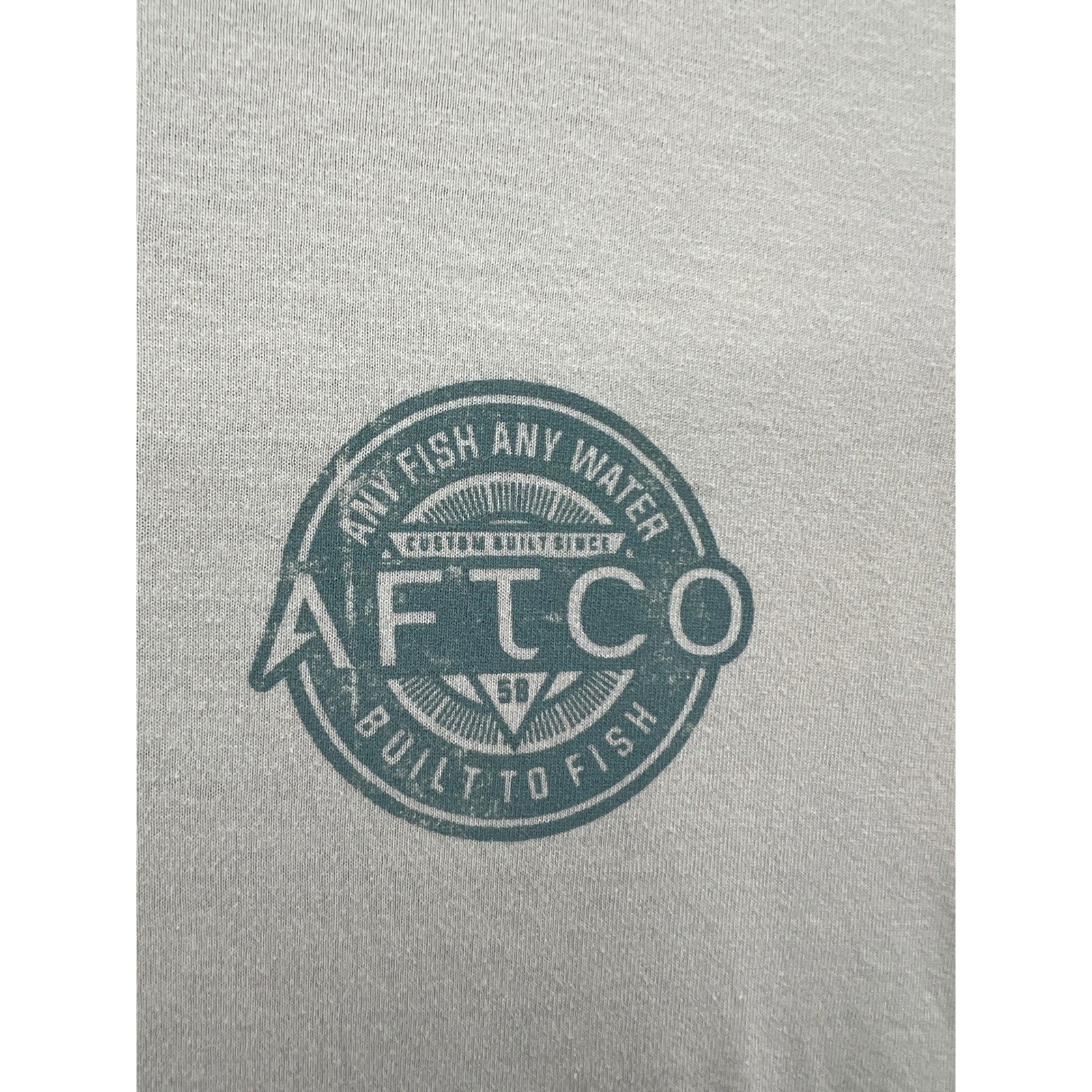 AFTCO Shirt Mens Graphic Medium Tee Green Any Fish Any Water Fishing Short Slv gallery