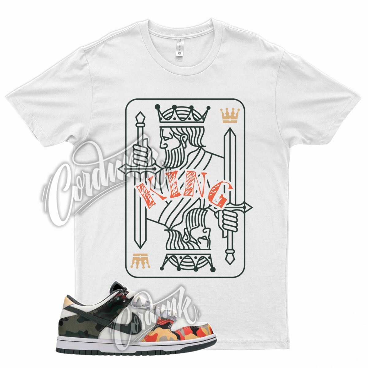 WHT KING T Shirt for N Dunk Low Sail Multi Camo Vintage Green Total Orange gallery