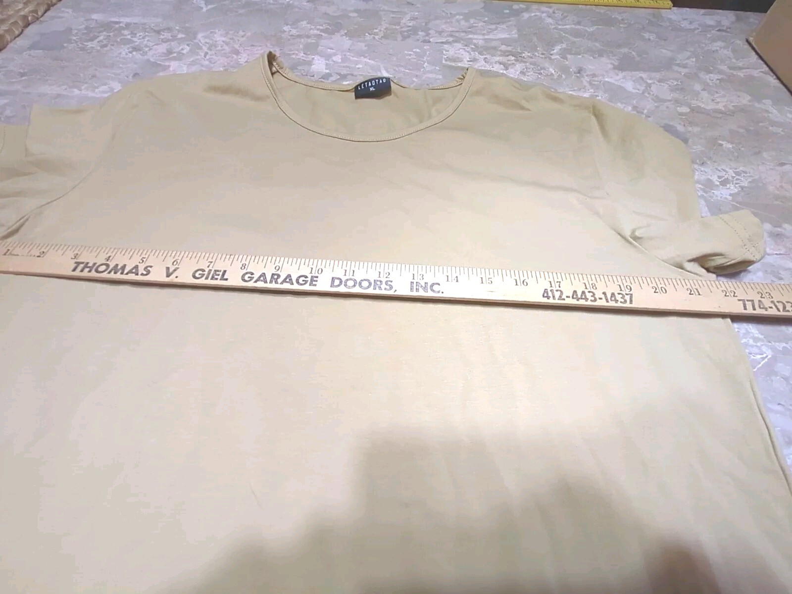 Letaotao Men’s XL Khaki Beige T-Shirt Longer Style Short Sleeve Pull On Casual gallery