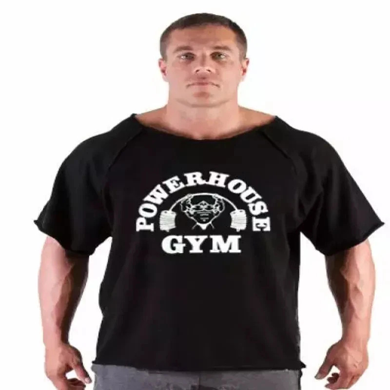 Men's T Shirts Fitness Men Bodybuilding Shirt Batwing Sleeve Rag Shirt Gym gallery