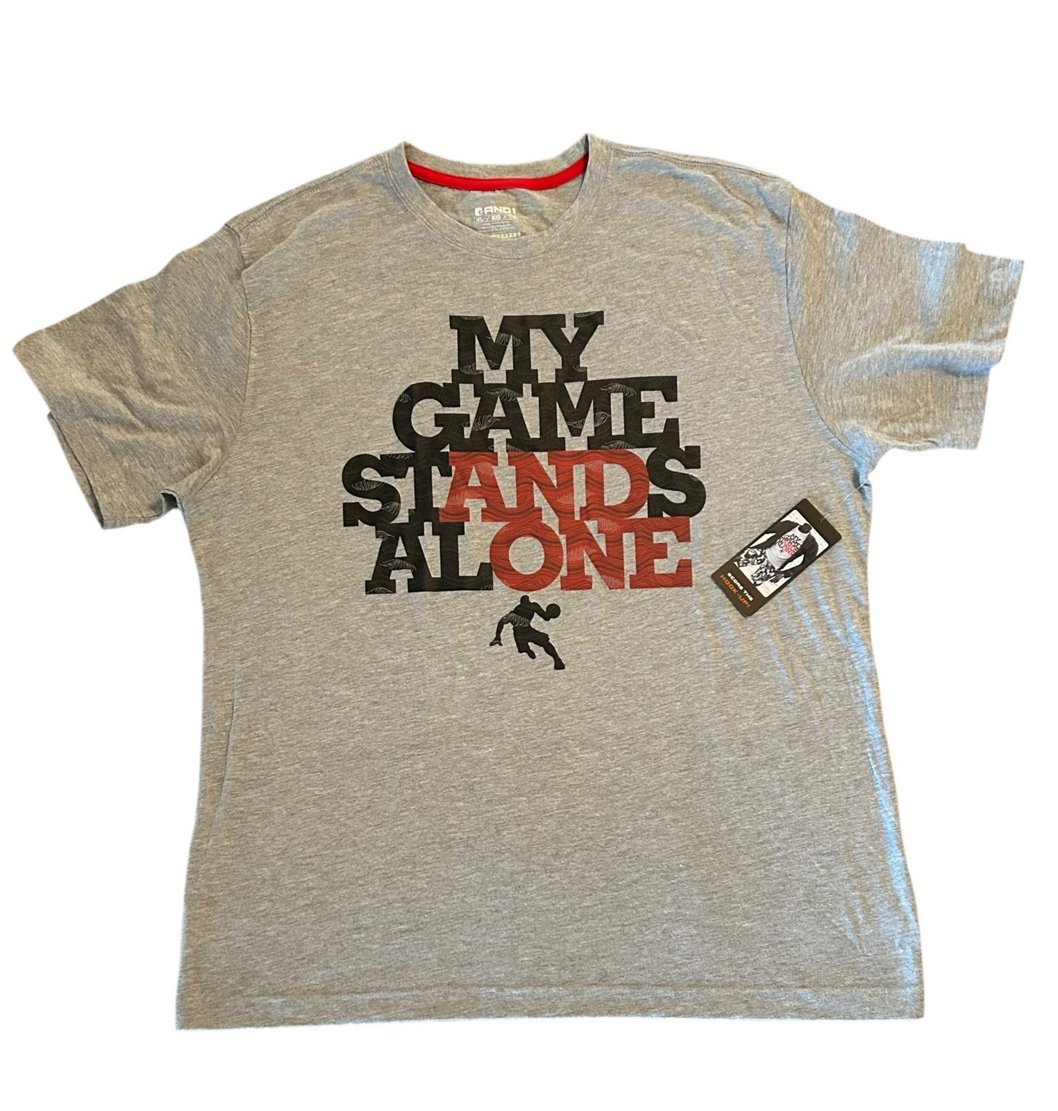 NEW With Tags AND1 Basketball Retro Style Gray Graphic T-Shirt Men’s XL