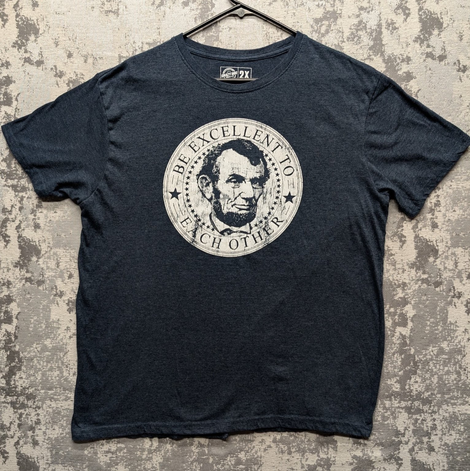 Crazy Dog Men's T-Shirt 2X Heather Navy Be Excellent To Each Other Chest 46" GUC gallery