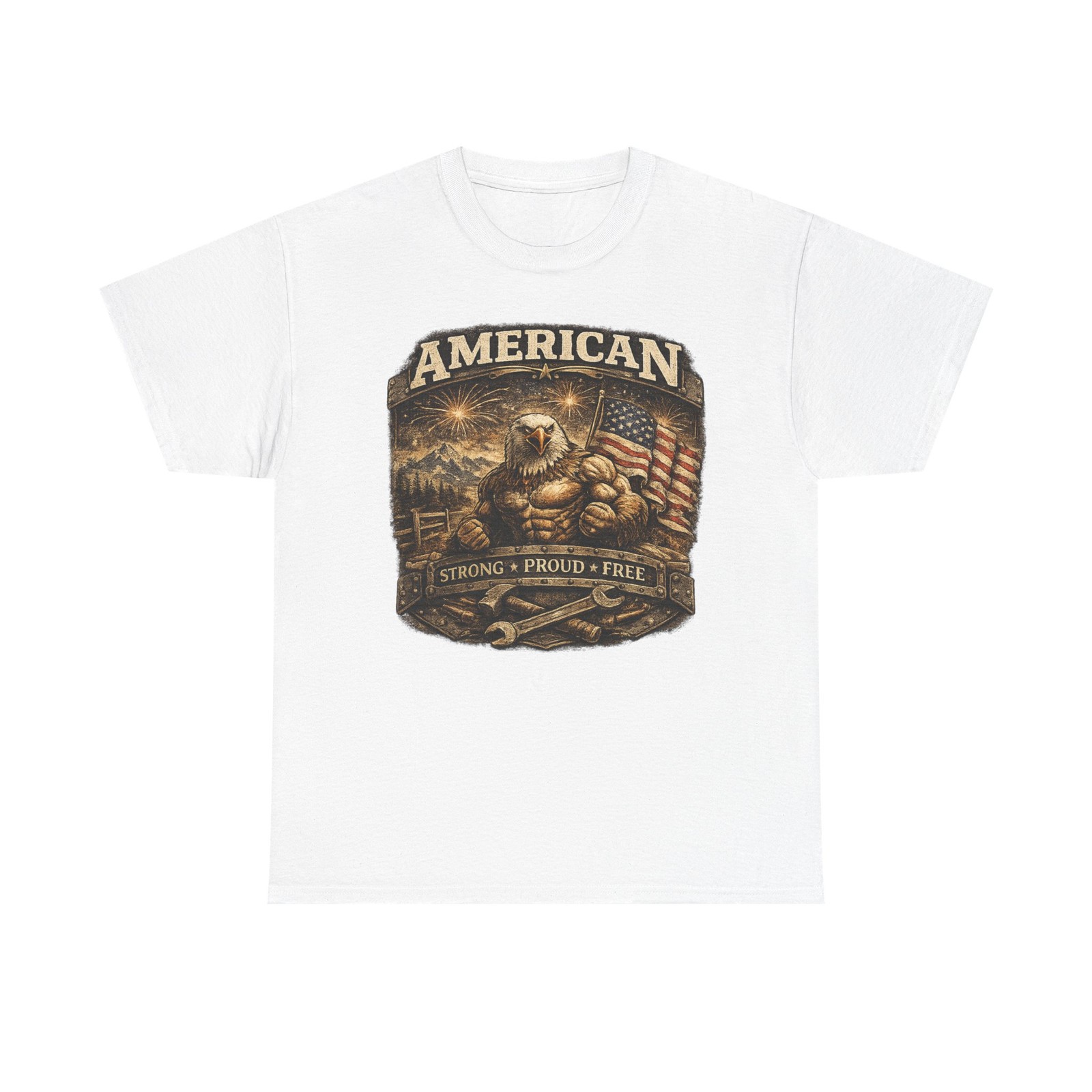 American Strong Proud Free Patriotic Eagle USA Flag 4th Of July T Shirt