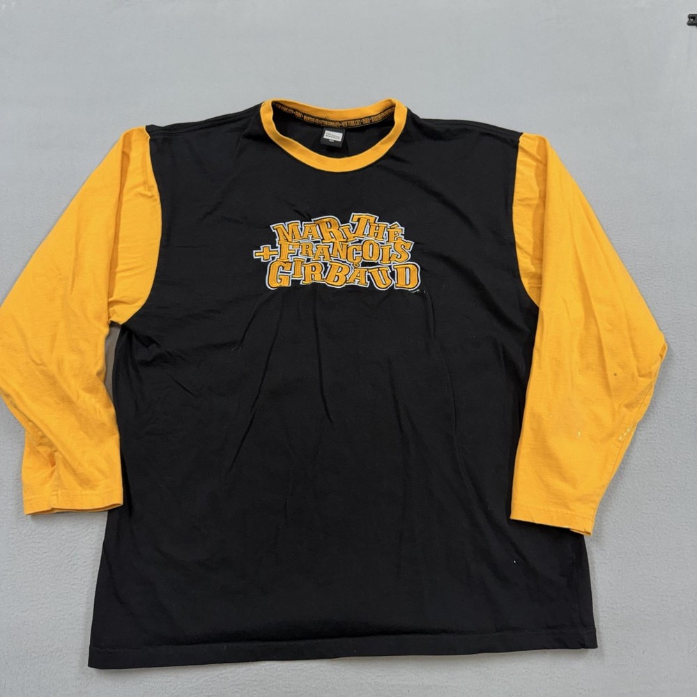 Marithe Francois Girbaud Shirt Mens 4XL Black Yellow Long Sleeve Graphic Logo