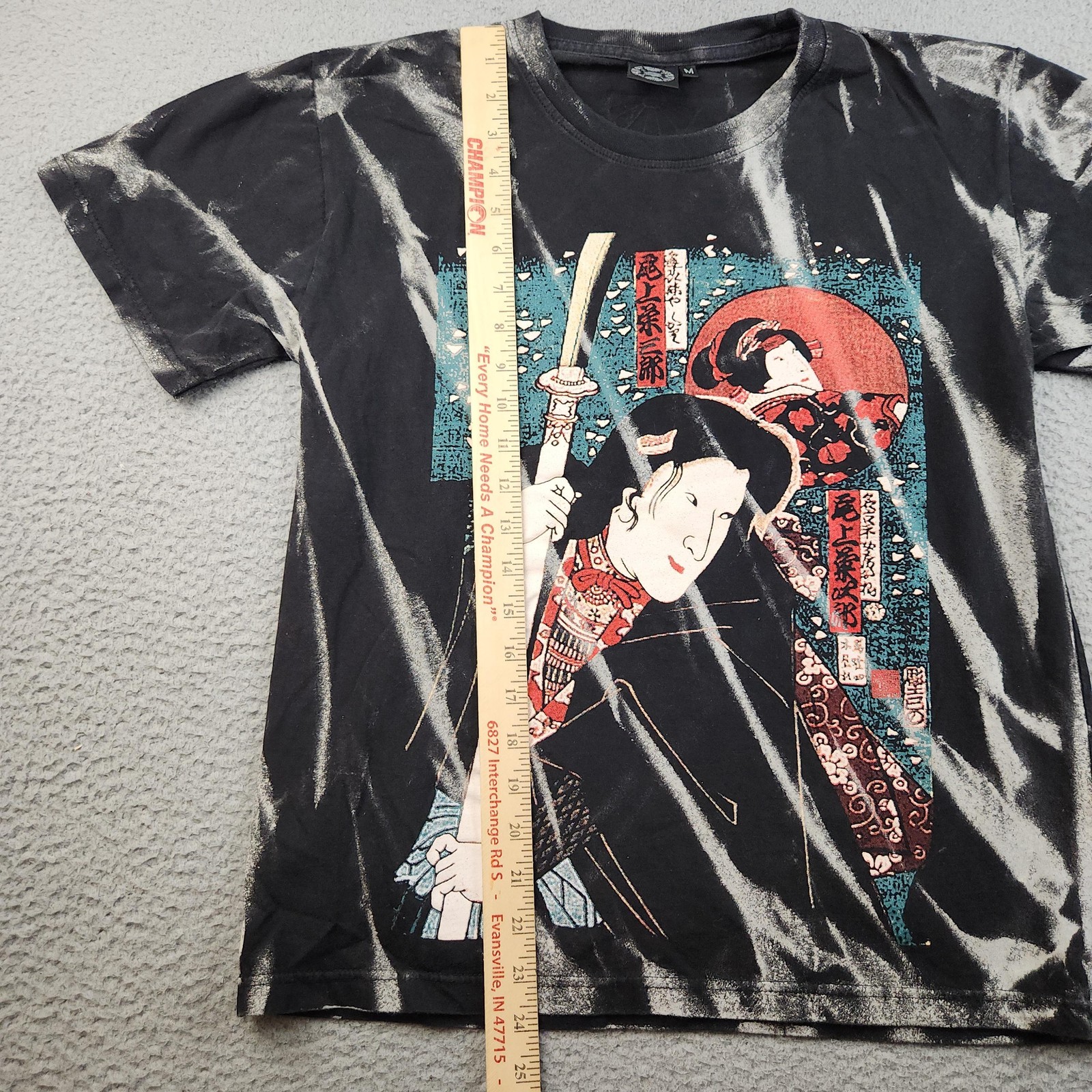 Samurai Ukiyo-e Shirt Mens Medium Black Tie Dye Japanese Art Graphic Tee gallery