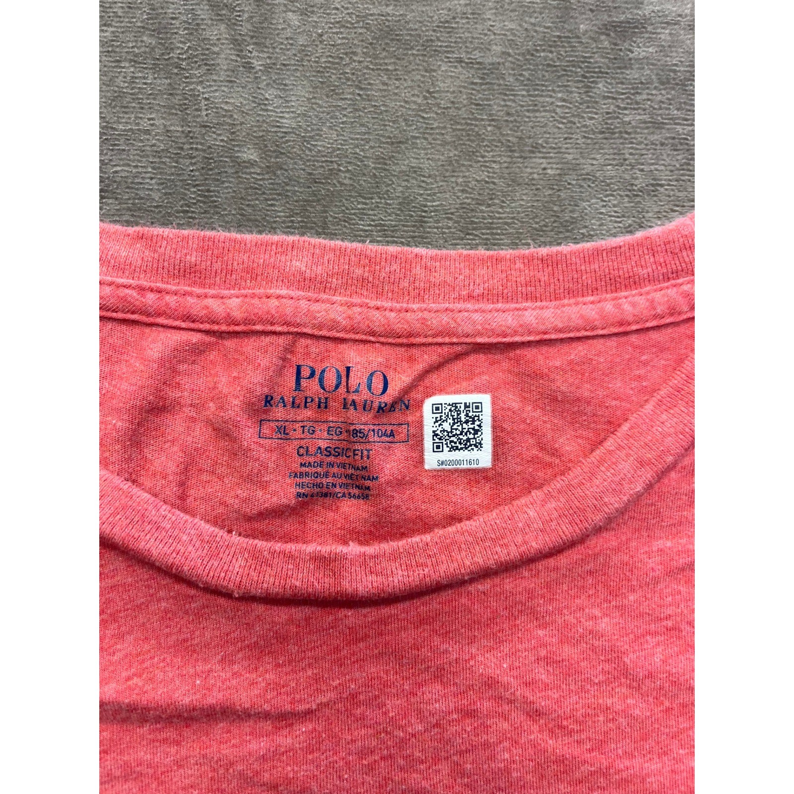 Polo Ralph Lauren Mens XL Classic Fit Pocket T-Shirt Heather Red Coral Navy Pony gallery