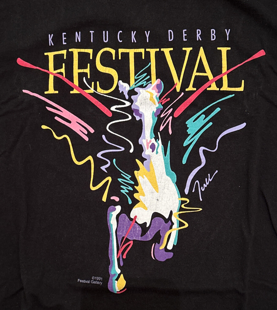 Kentucky Derby T Shirt *Small Chest 38” *see Description Vintage 1991 Black FOTL gallery