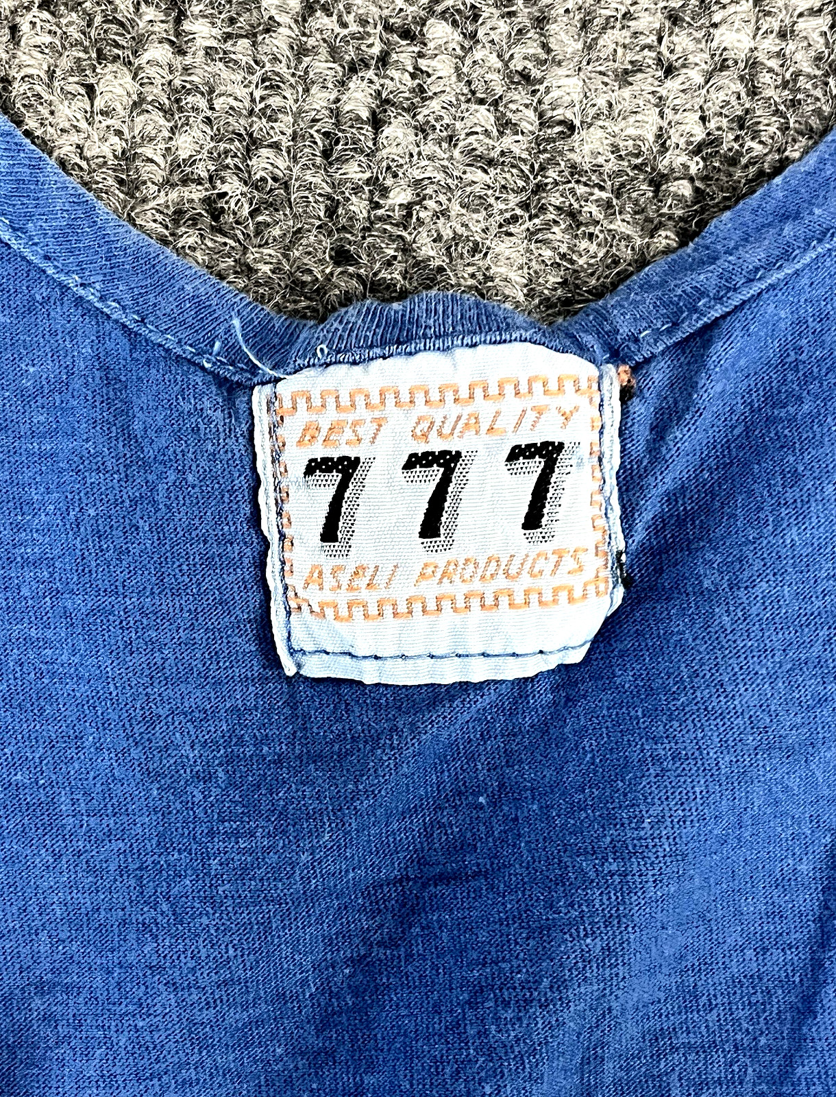 Vintage 1970s Blue Bali Tank Top 777 Aseli Tag Rare Double-Sided Travel Souvenir gallery