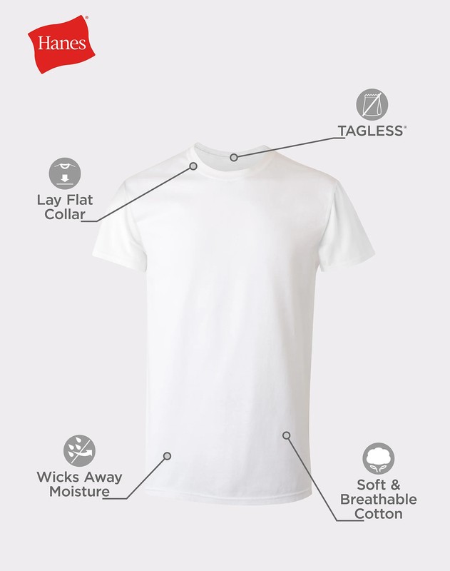 Hanes 10-Pack Men Tee T-Shirt ComfortSoft White Crewneck Undershirt Short Sleeve gallery