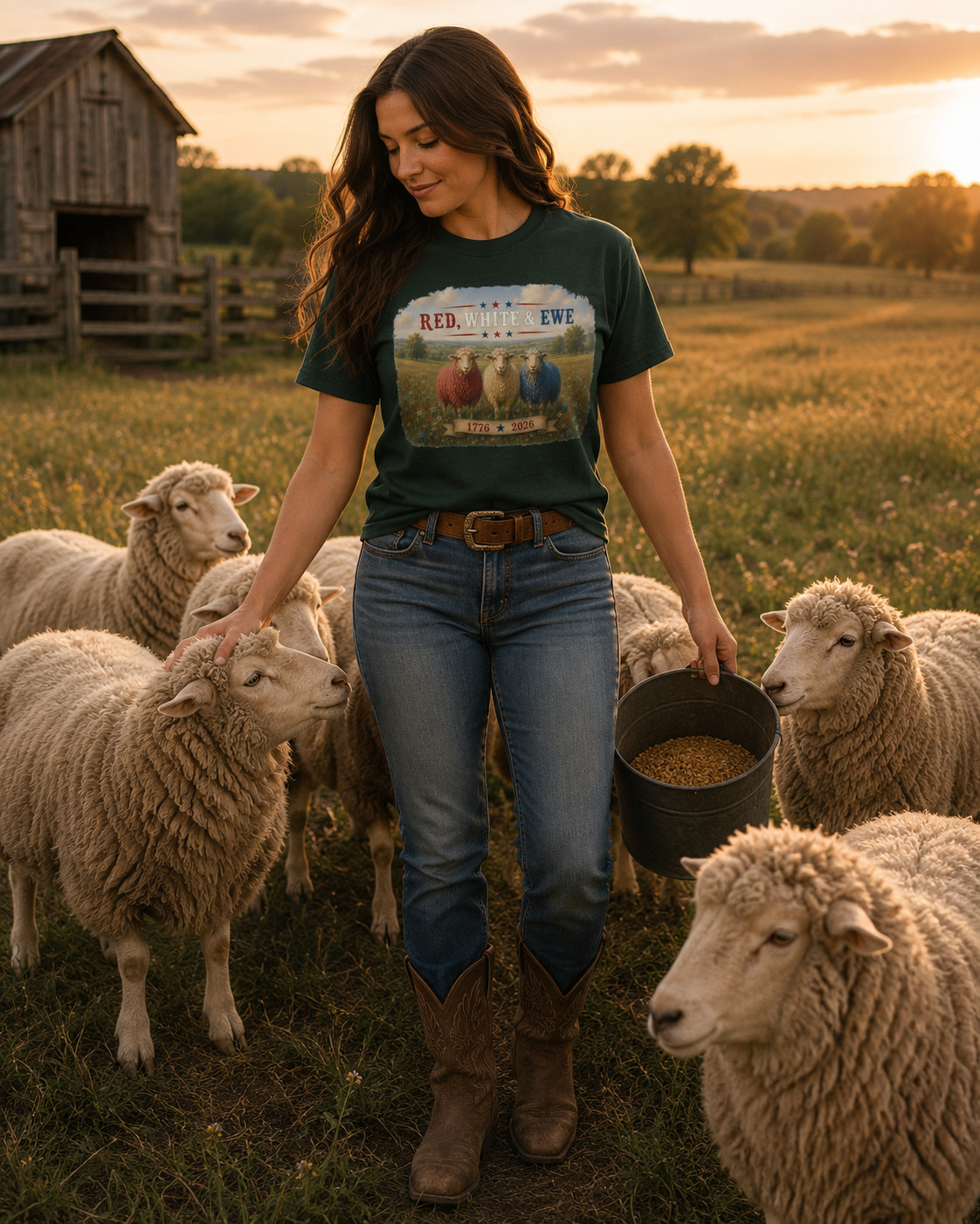 Cute Patriotic Red White & Ewe Tshirt July 4th Shirt Funny Sarcastic Sheep Tee gallery