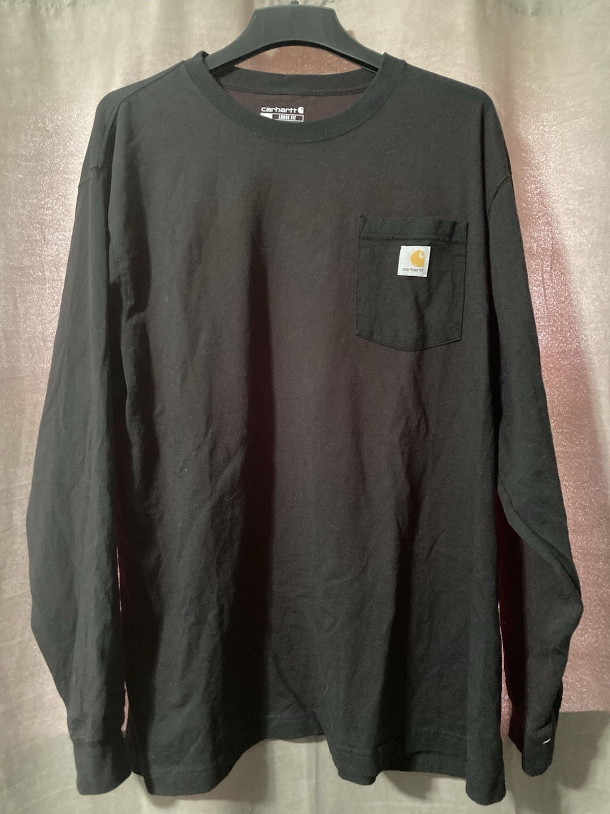 Carhartt Loose Fit Black Long Sleeve Pocket Tee Crew Neck XL TK0126-M