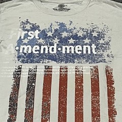 The Mountain First Amendment T-shirt, USA Flag, 100% Cotton, White, Small Eco