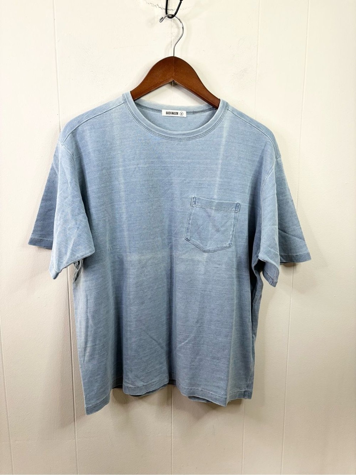 Buck Mason Indigo-Dipped Yuma 90s Boxy Pocket Tee size M new flaw gallery