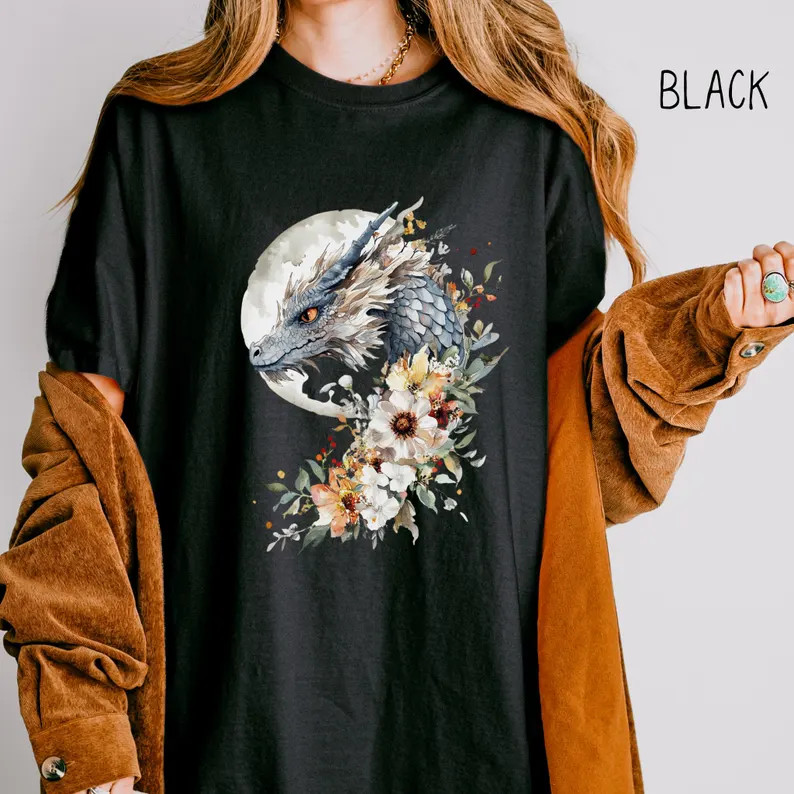 Vintage Moon Dragon Fantasy Art Comfort Tee Shirt Men Women Soft gallery