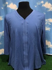 Chicos Clico’s Shirt Sweater 3/4 Length Sleeve Womens Ladies Blue 3 V-Neck C44