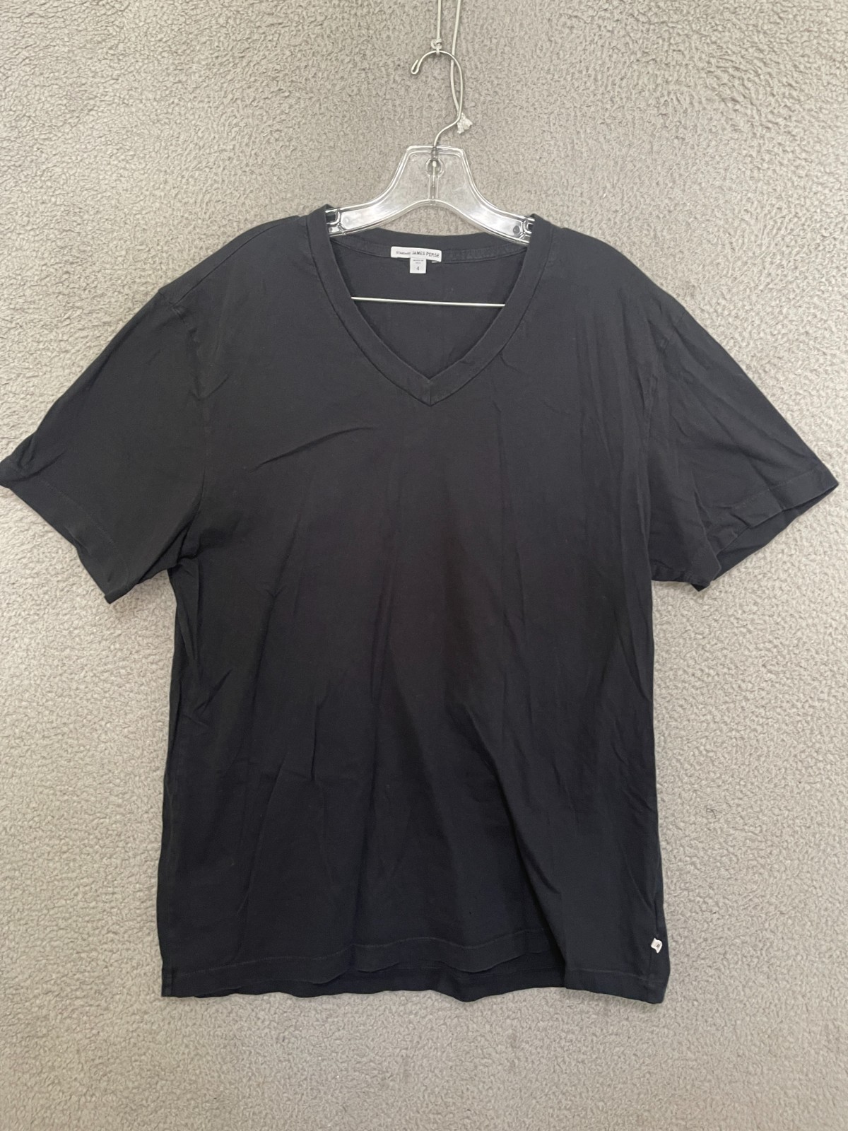James Perse T-Shirt Mens Size 4 XL V-Neck Short Sleeve Black Adult