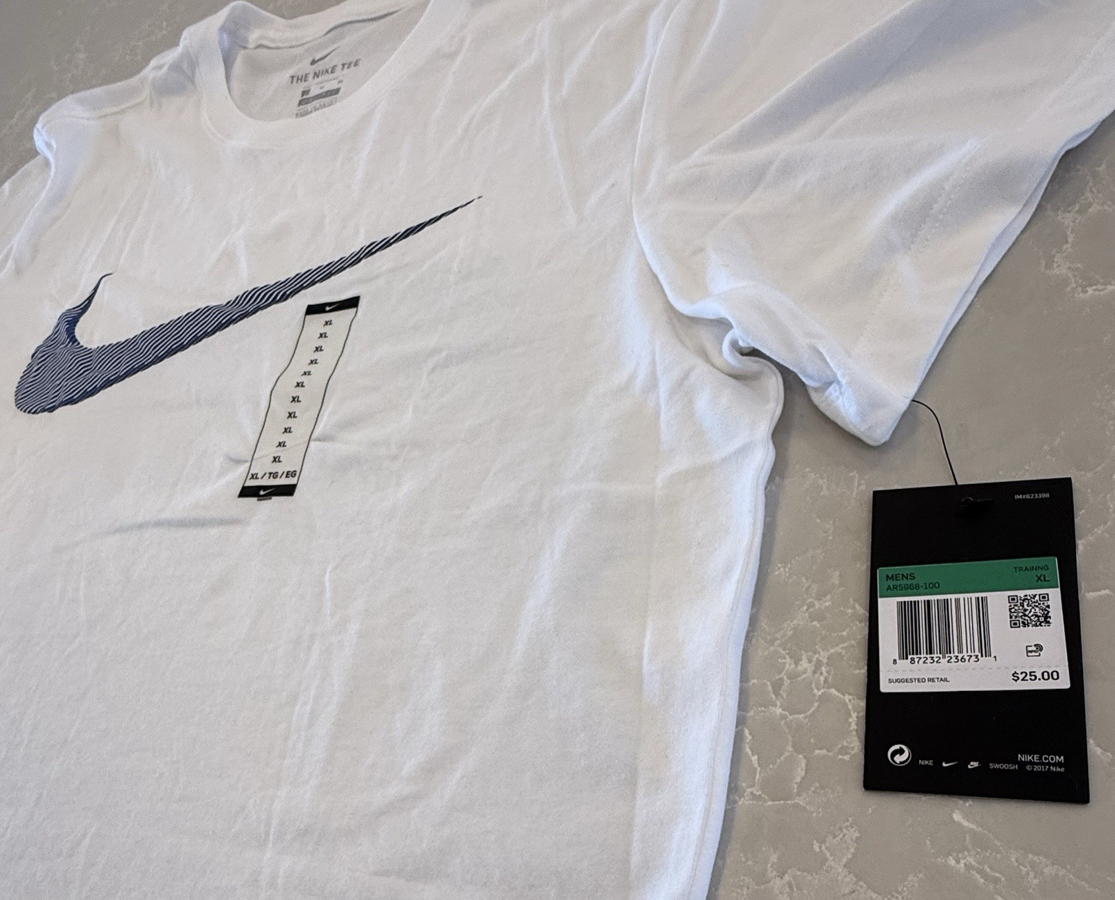 Nike Mens Dri-Fit Training T-Shirt ~ White & Grey ~ Choose Size S, M, L, XL gallery