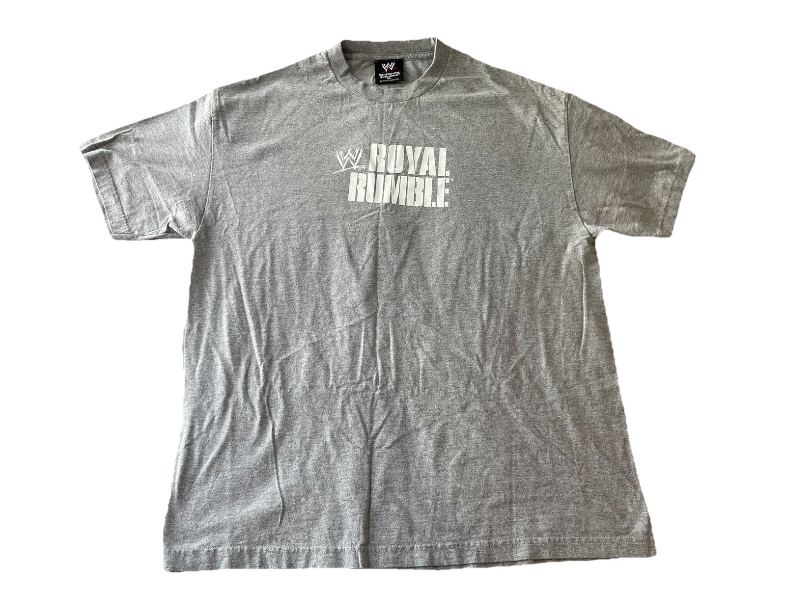 WWE ROYAL RUMBLE T-SHIRT XL GRAY TRINITY WRESTLING SHIRT