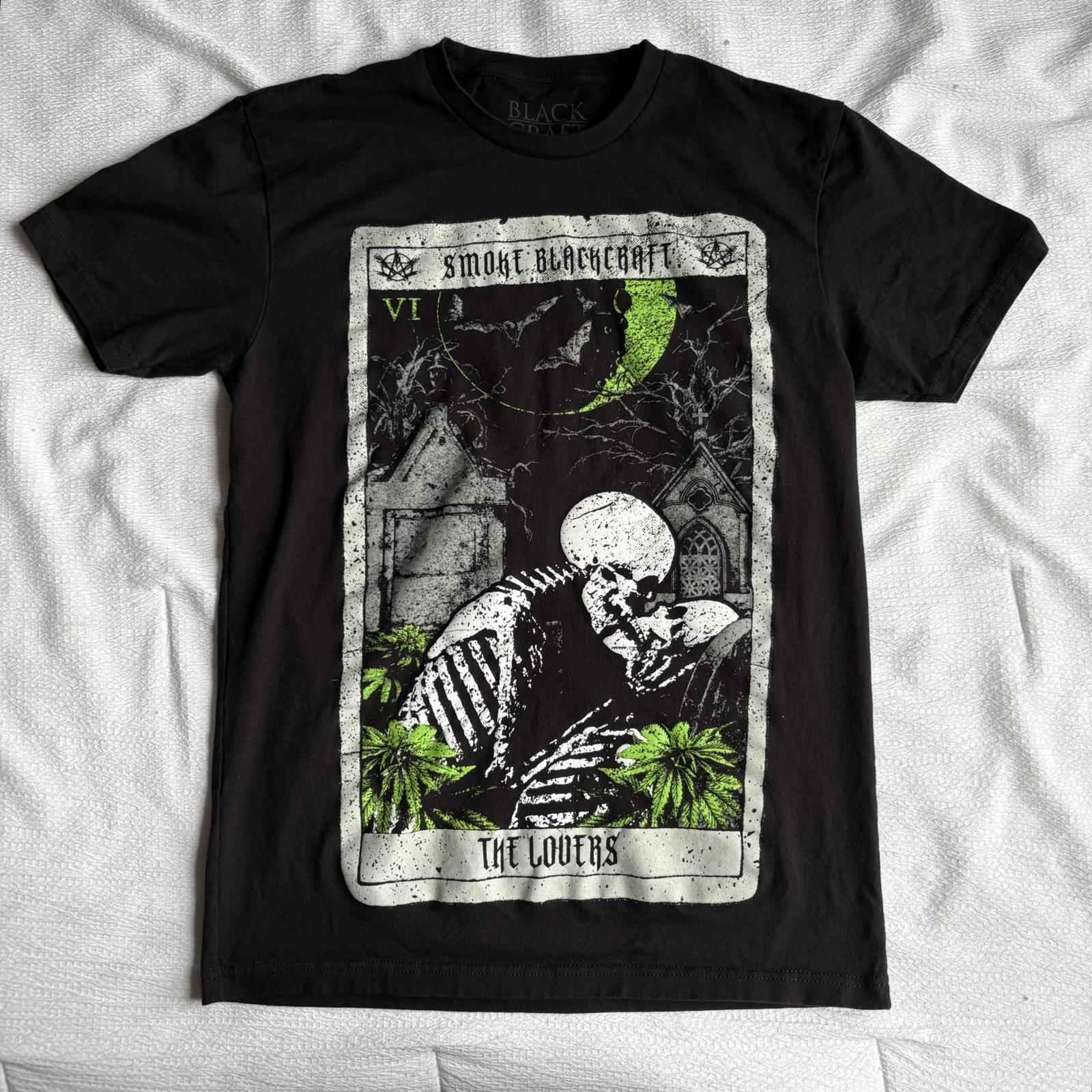 Blackcraft Cult Tarot Lovers Black Graphic Tee Shirt Size Medium 100% Cotton
