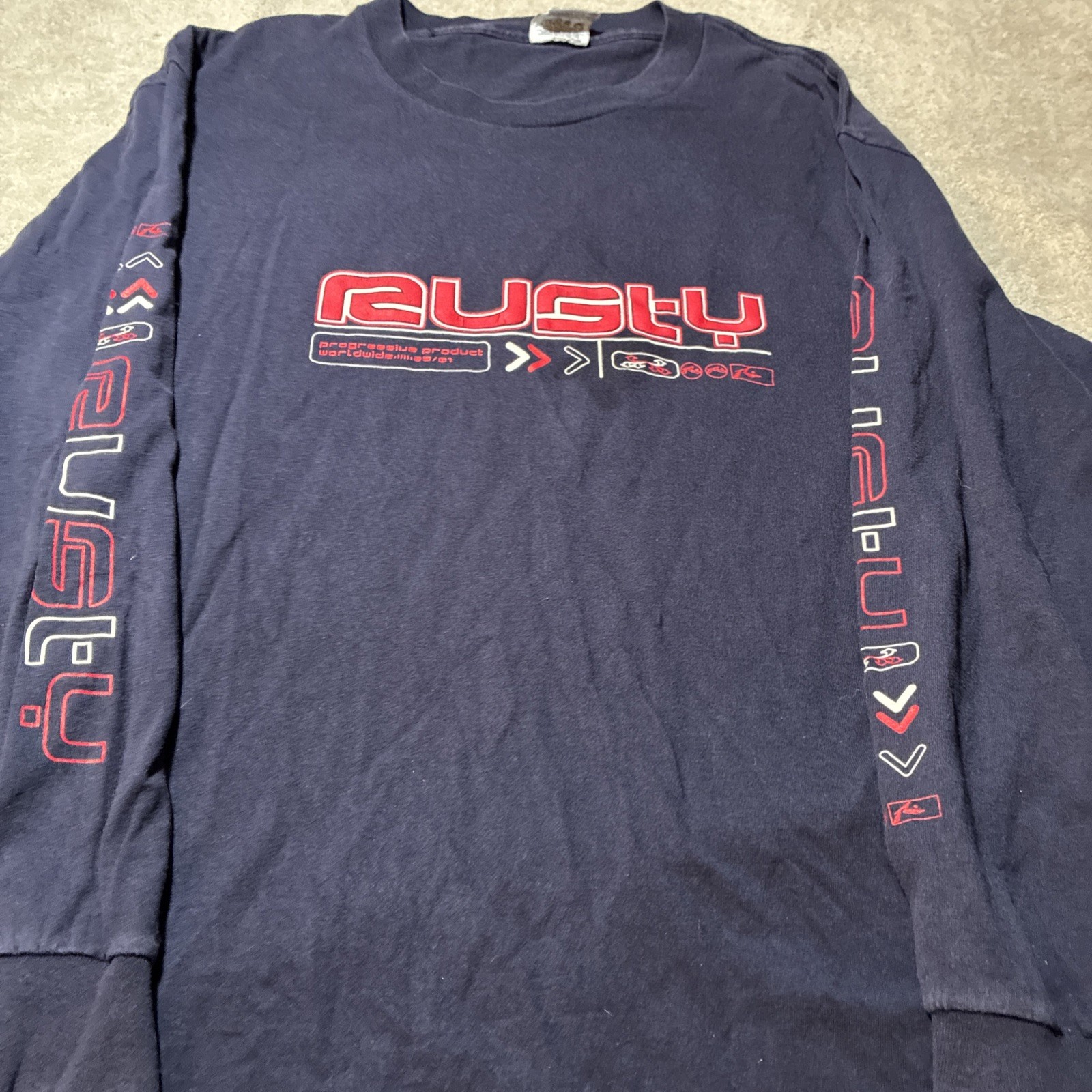 Vintage Rusty Surf Long Sleeve Shirt L Hipster Y2K Skate USA 2001 Rave Techno gallery