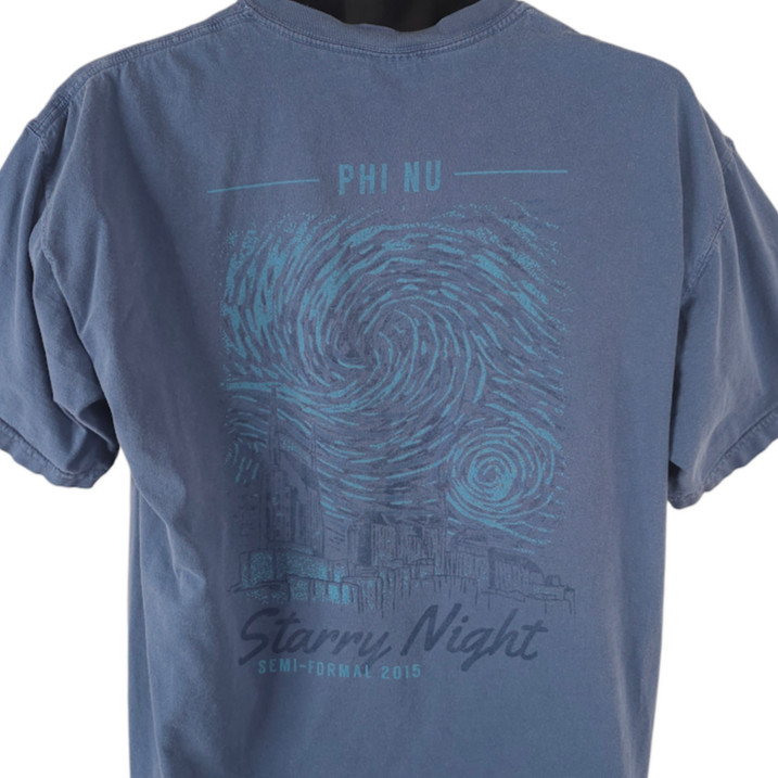 Vincent Van Gogh T Shirt Mens Size Large Blue Starry Night Phi Nu Semi Formal