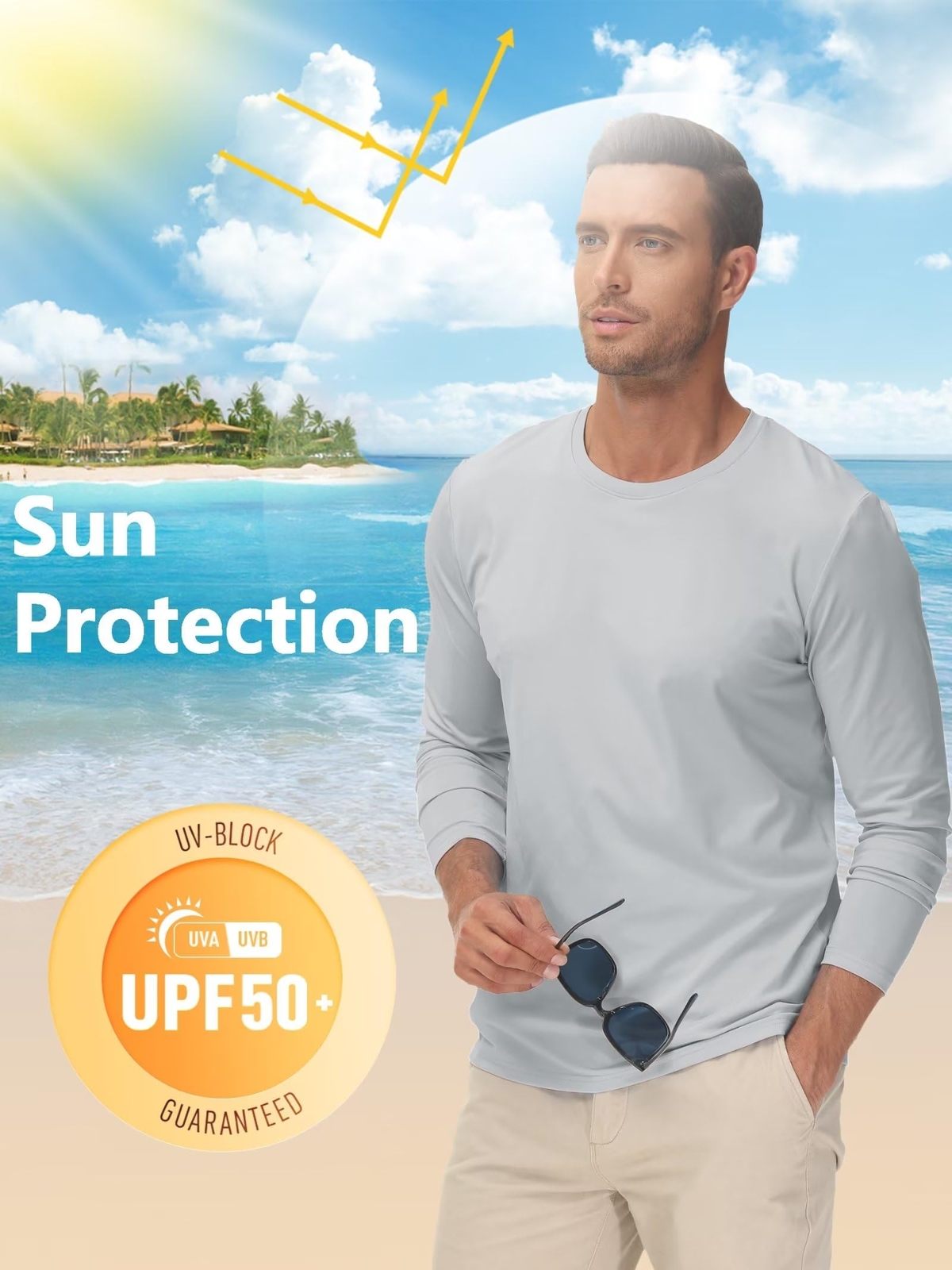 UPF50+ Men's Long Sleeve T-Shirts UV Sun Protection Quick Dry Fishing Shirts Tee gallery