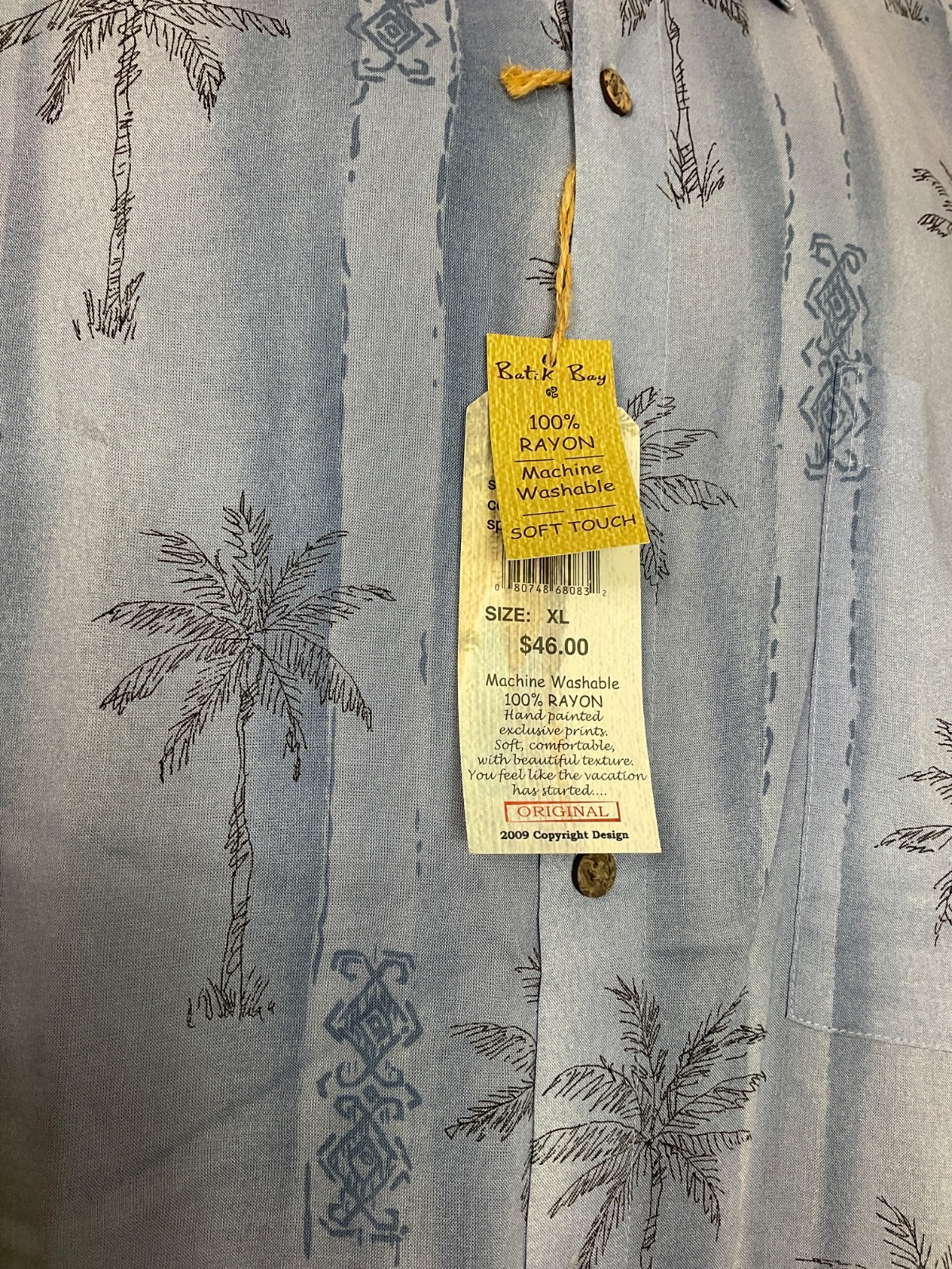 Batik Bay Light Blue Hawaiian Print Button Down Shirt Men's Size XL NWT gallery