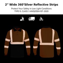 3 Pack Hi Vis Safety Reflective Long Sleeve Polo Shirts for Men ANSI Class 3 …