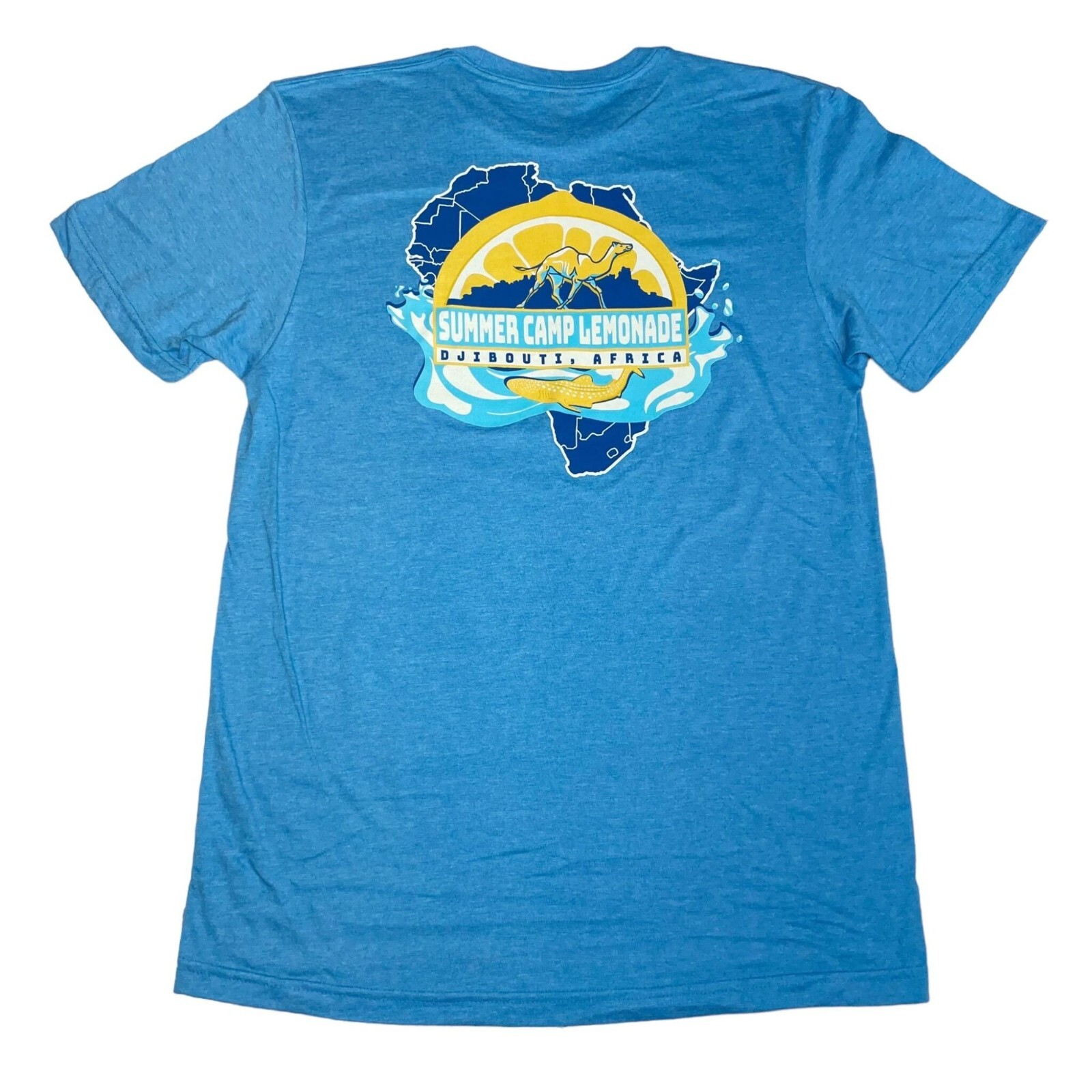 Camp Lemonade Morale T-shirt Lemonnier Djibouti Africa Heather Sapphire Unisex