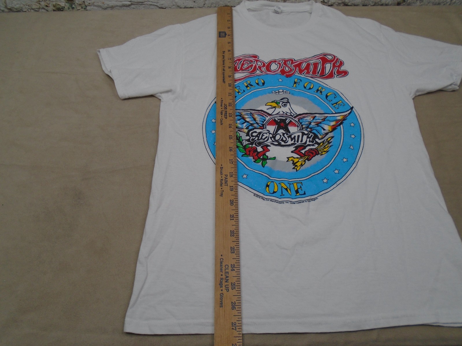 Aerosmith - “Aero Force One” - 2019 White Shirt - Sz Medium - Fruit Of The Loom gallery