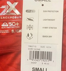 Men’s T Shirt Cherry Red Small Zeroxposur Sun Protection Top Upf 50+ Comfort