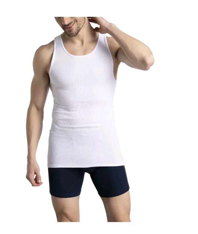 Fruit of the Loom Men's 10 Pack White Ribbed Tag Free Tank A-Shirts Large 42/44 gallery