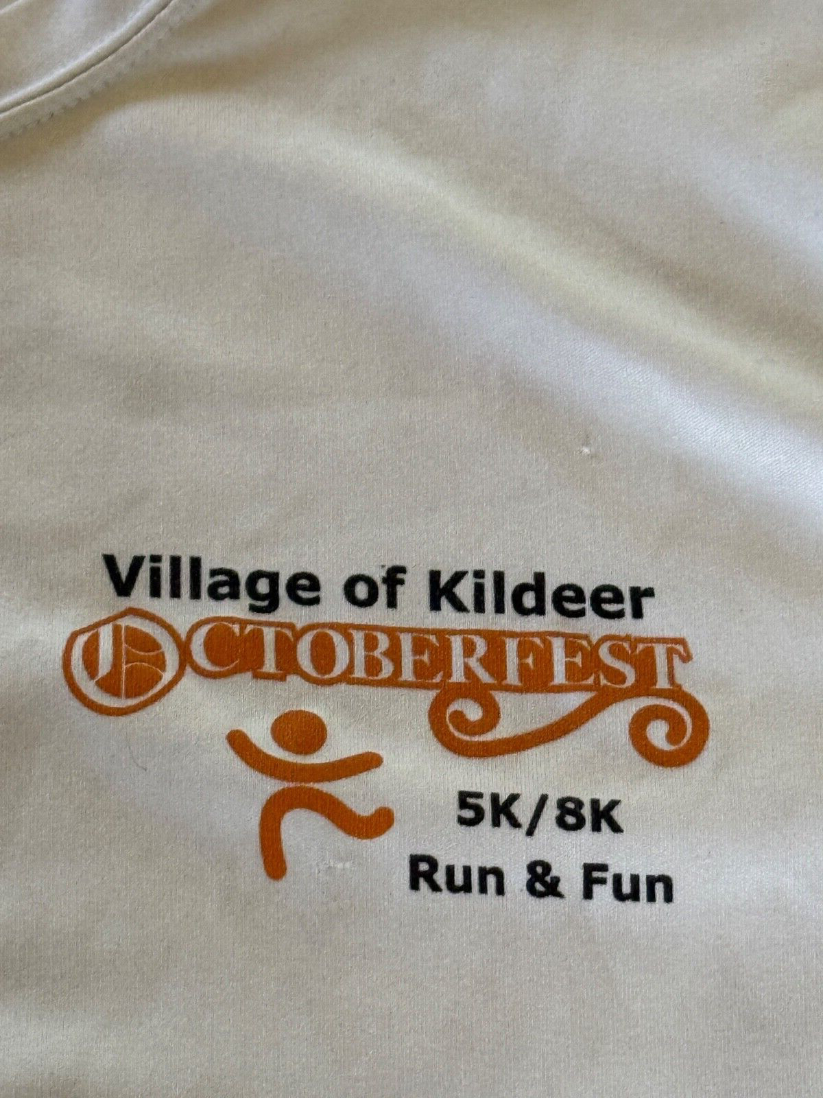 Sport-Tek Short Sleeve Shirt Men's White Orange 5K Kildeer Event Size Large gallery