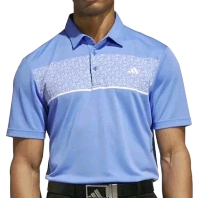 Adidas Men’s Stretch Golf Polo Shirt Size: Medium Short Sleeve Geometric, NWT