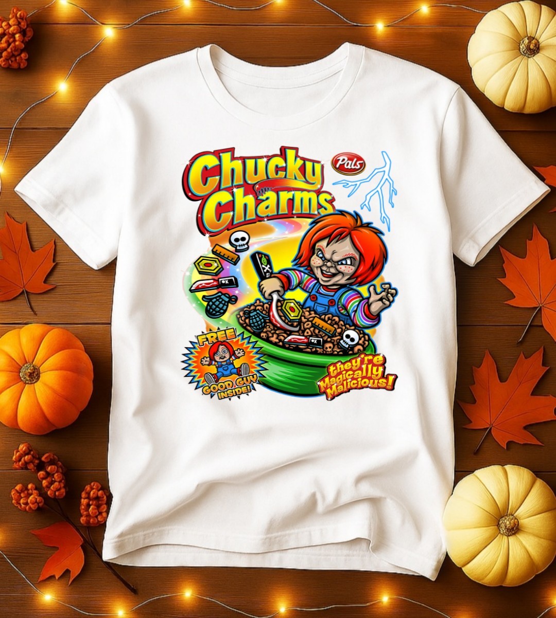 Cereal Killer Shirt -Horror Movie Villains Graphic Tee -Halloween Adult Humor