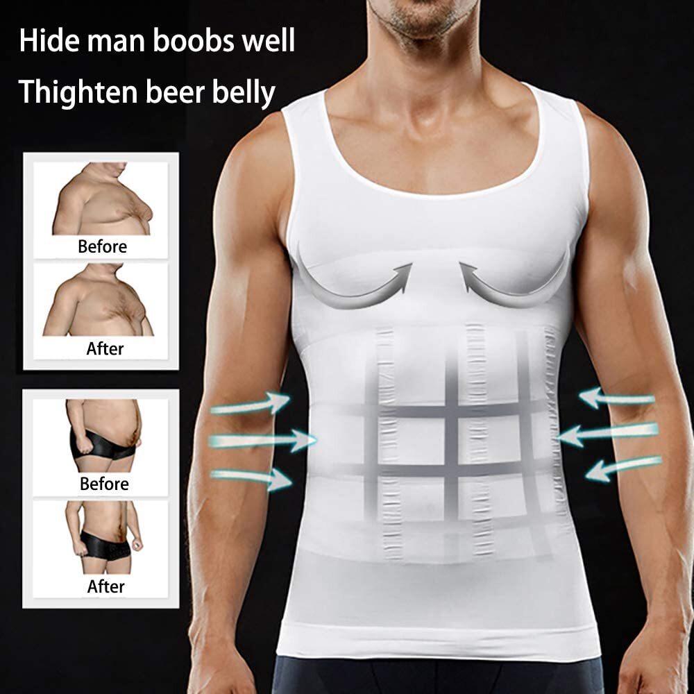 Gynecomastia Compression Shirts for Men White Tank Top Fajas Hombres Body Shaper gallery