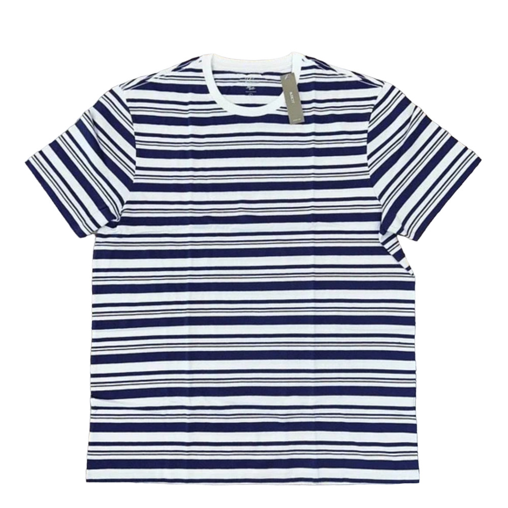 NWT J. Crew Men’s Navy Pulse & White Stripe Cotton Crewneck T-Shirt – SIZE M
