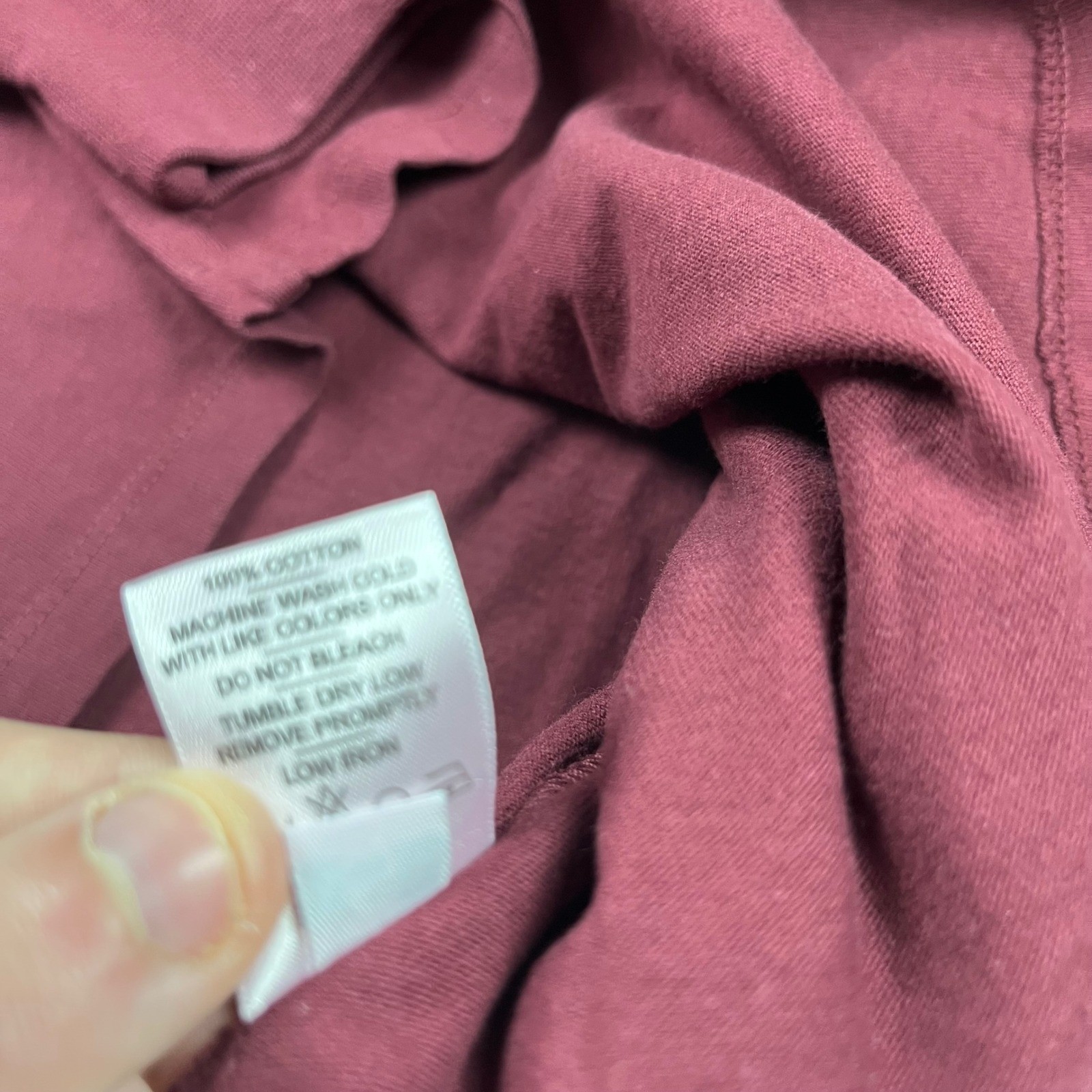 American Giant Mens Long Sleeve Pocket T-Shirt Burgundy Maroon Cotton Size S USA gallery