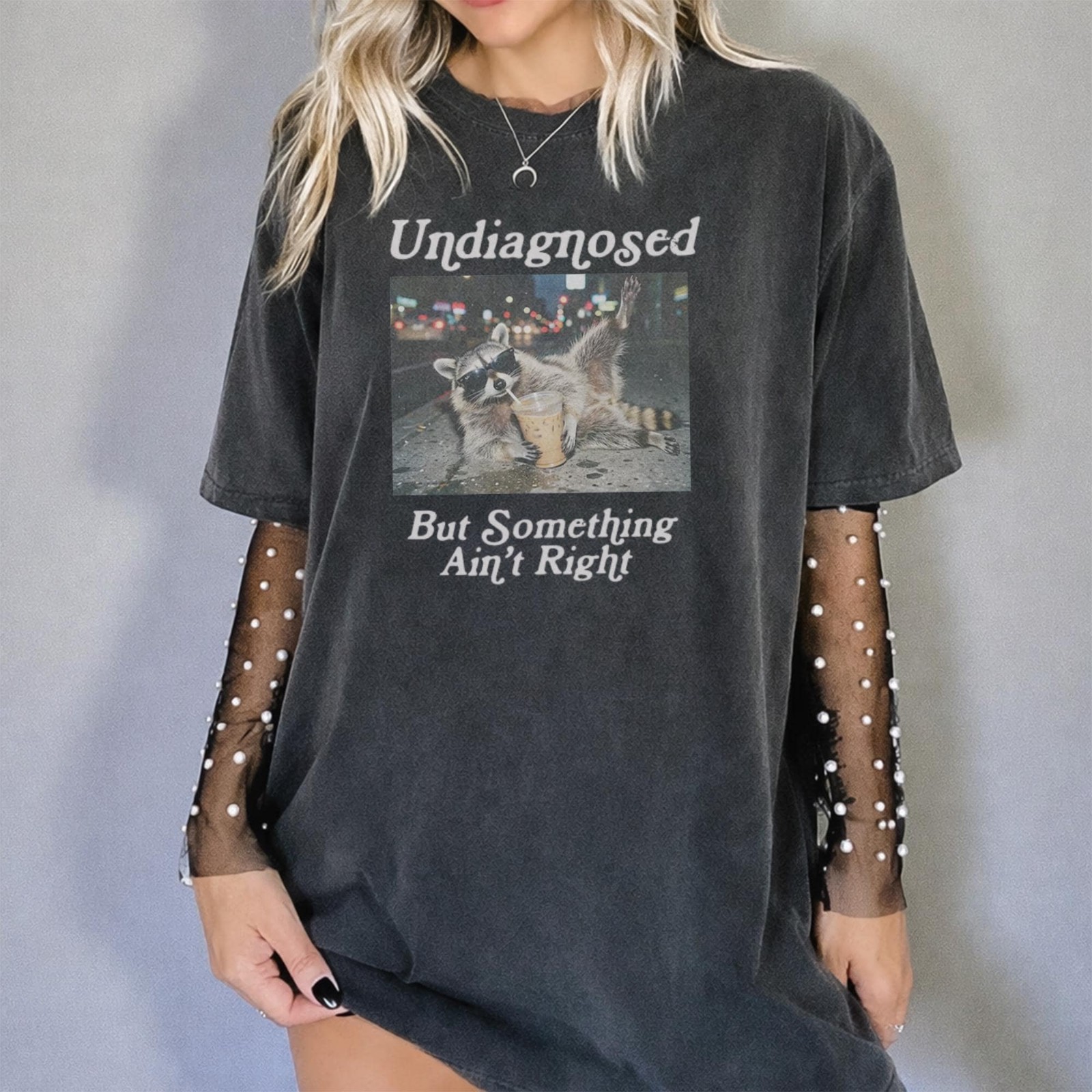 Funny Raccoon Coffee Shirt Undiagnosed But Something Ain't Quite Right Tee gallery