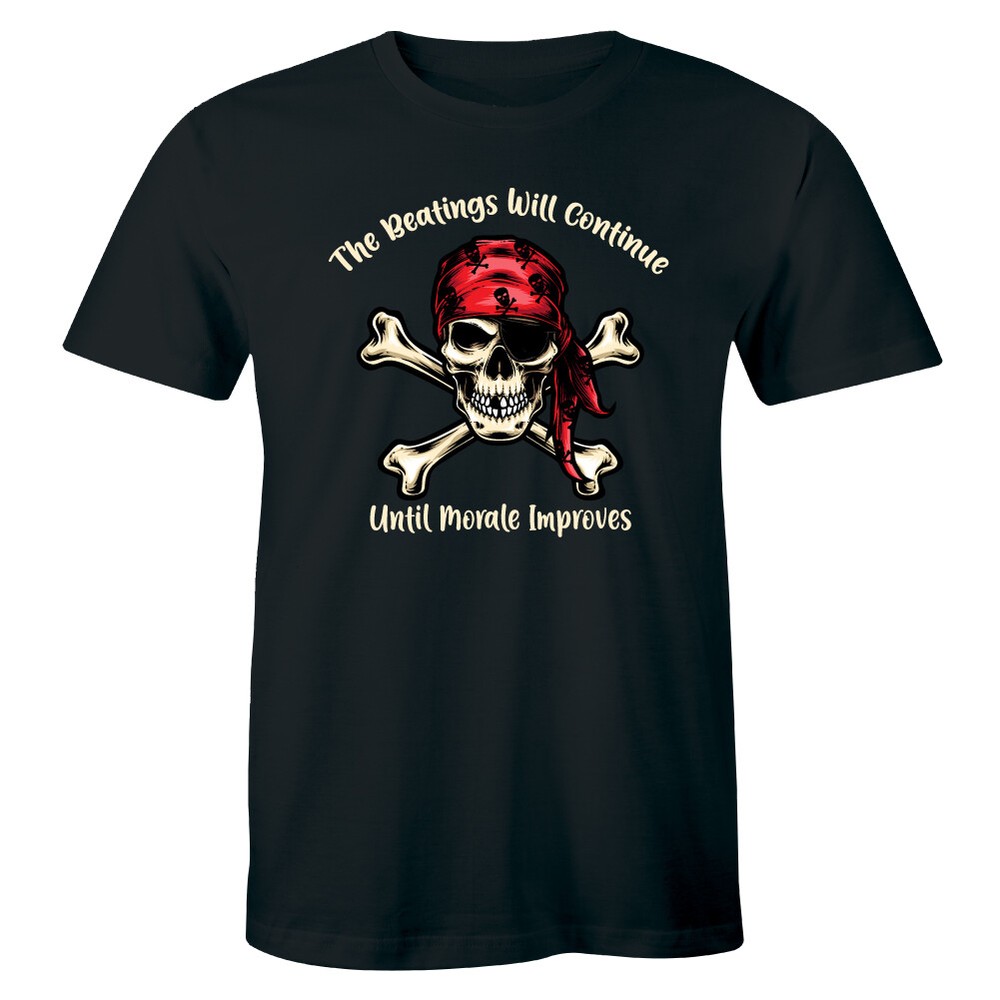 The Beating Will Continue Until Morale Improves – Pirate Skull Head Men T-shirt