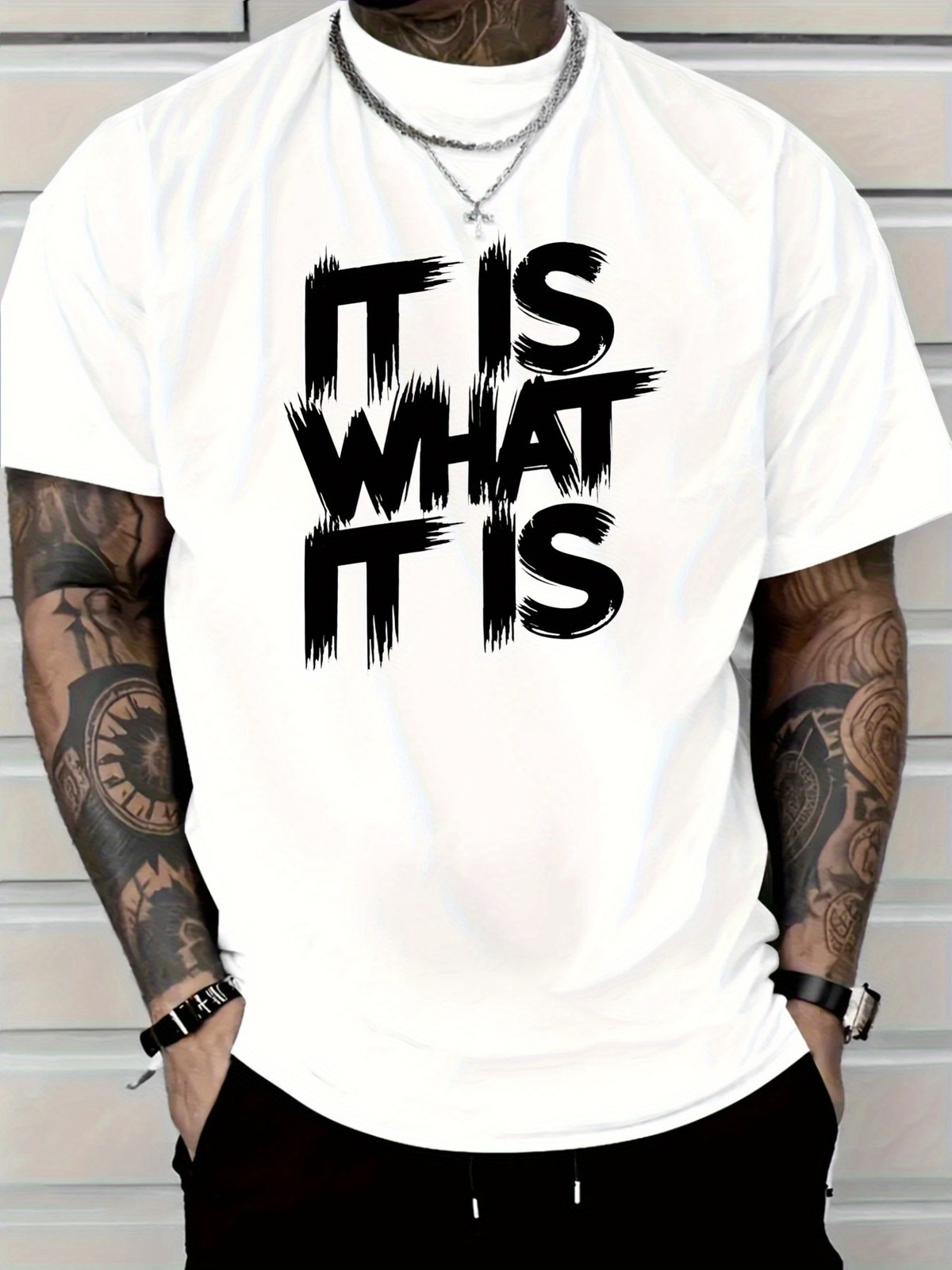 Men’s It is what It is T-Shirt Casual Streetwear Bold Pattern Print Tee