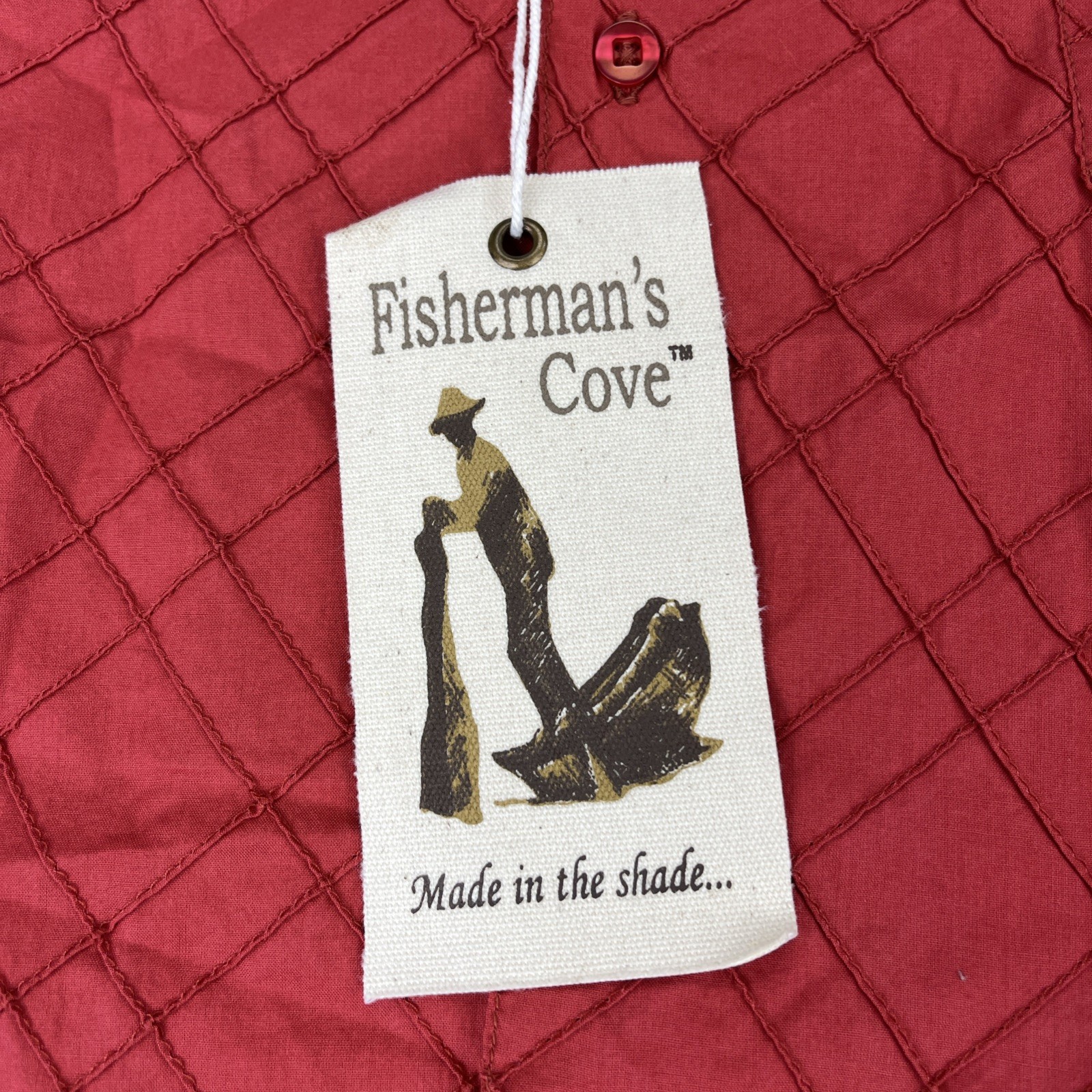 NWT Fisherman's Cove Men's Large Red Clay Short Sleeve Textured Free Shipping gallery