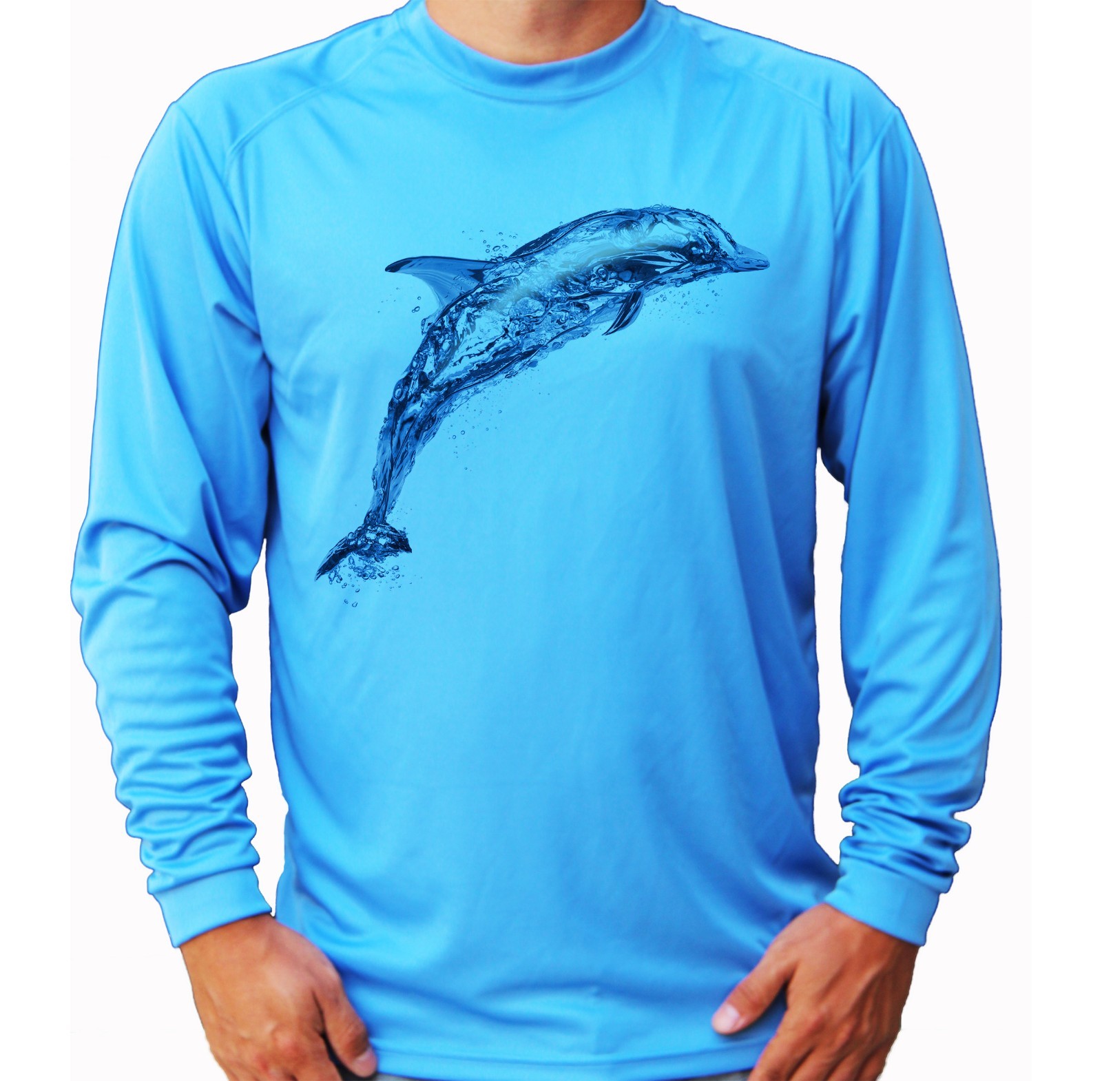 Dolphin Swimming Long Sleeve UPF 30 T-Shirt Fishing Boat Sport UV Protection