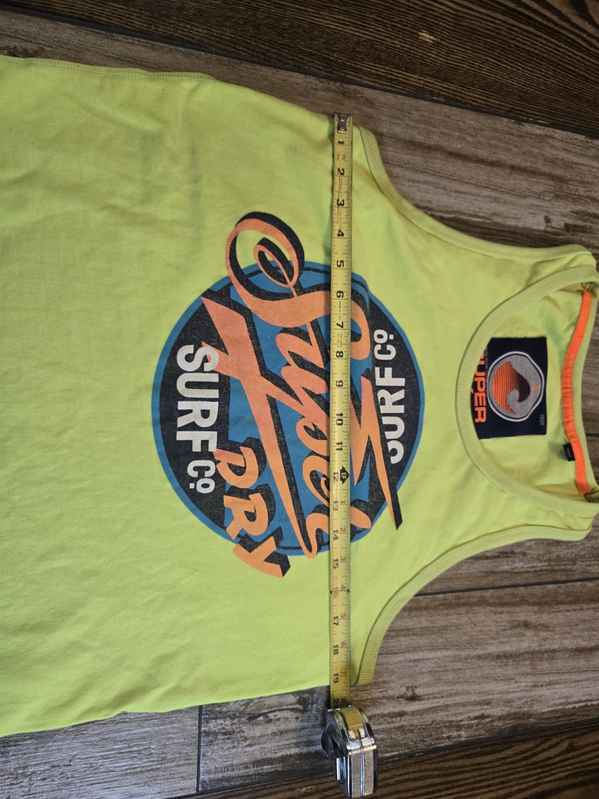 Superdry Tank Top Mens XL Neon Green Super Surf Co Graphic Sleeveless Shirt gallery
