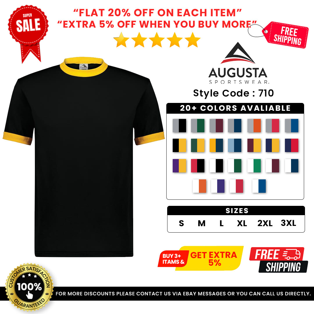 Augusta Sportswear 710 Polyester/Cotton 50/50 T Shirt Jersey Knit Ringer T-Shirt gallery