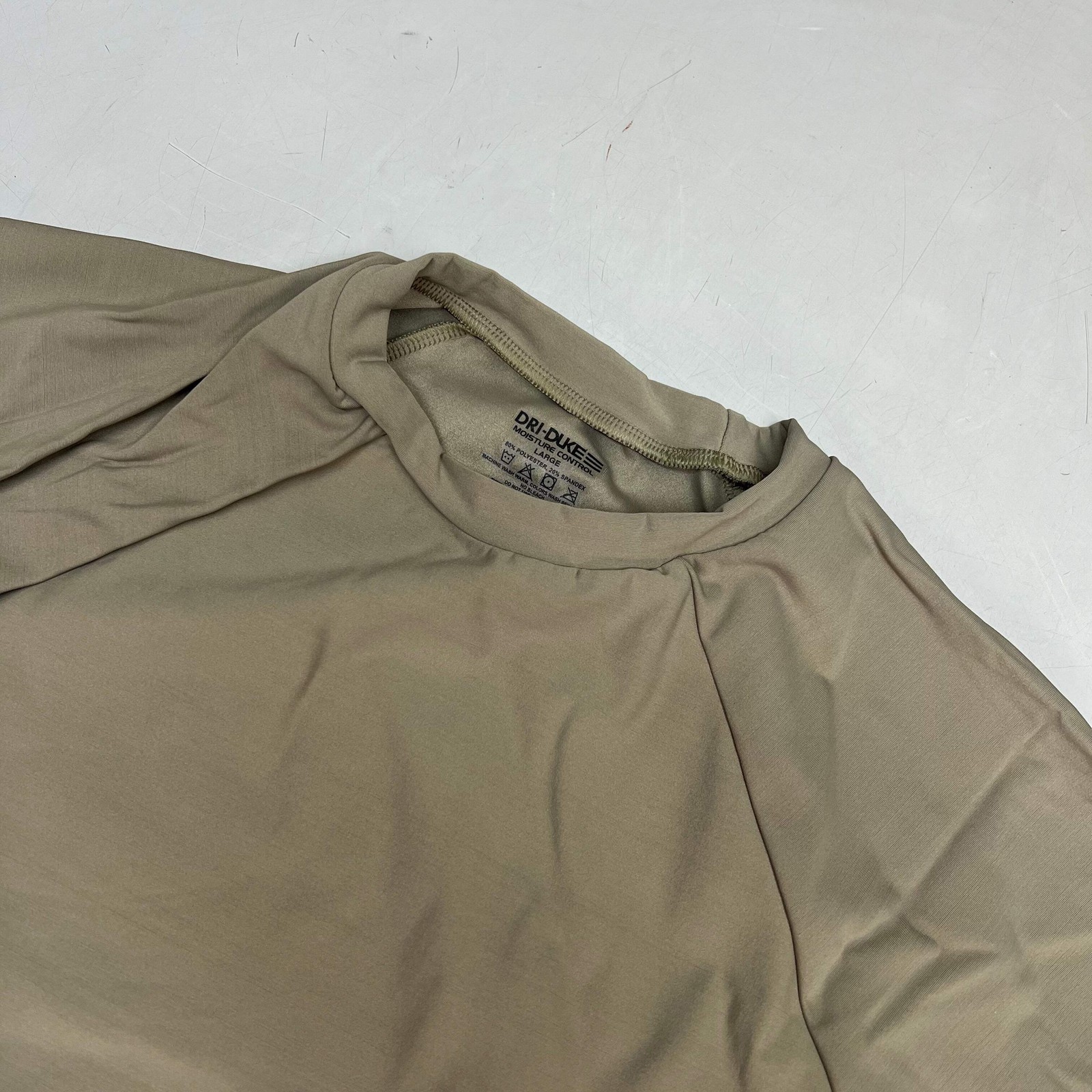 DUKE DRI Nylon/Spandex Tight Fit Military T-Shirt Men's Sz L Coyote Tan T45499BG gallery