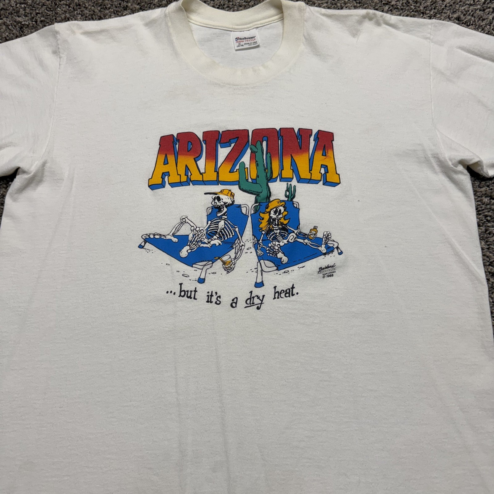 Vintage Arizona T-shirt Size XL White Stedman 90s Dry Heat - Distressed gallery