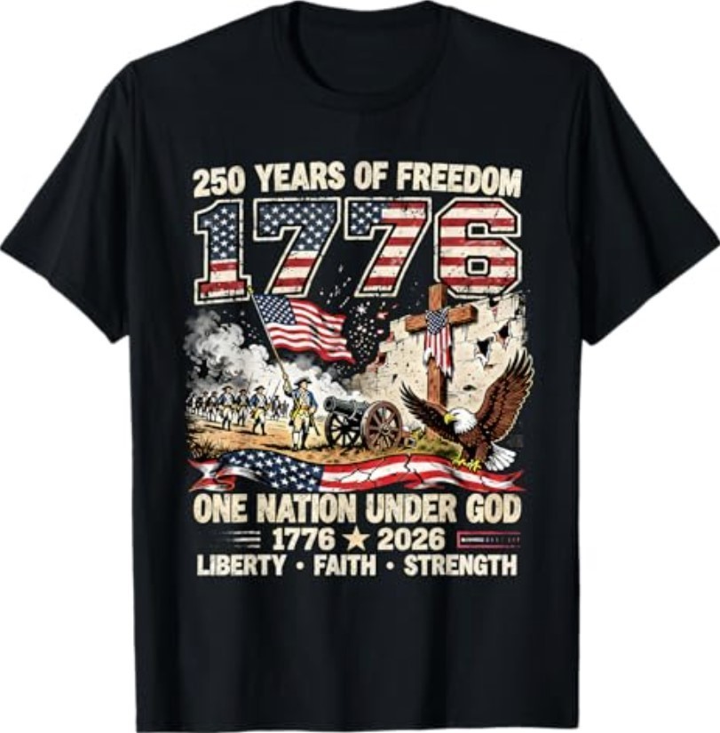250 Years of Freedom 1776 One Nation Under God USA Flag T-Shirt gallery