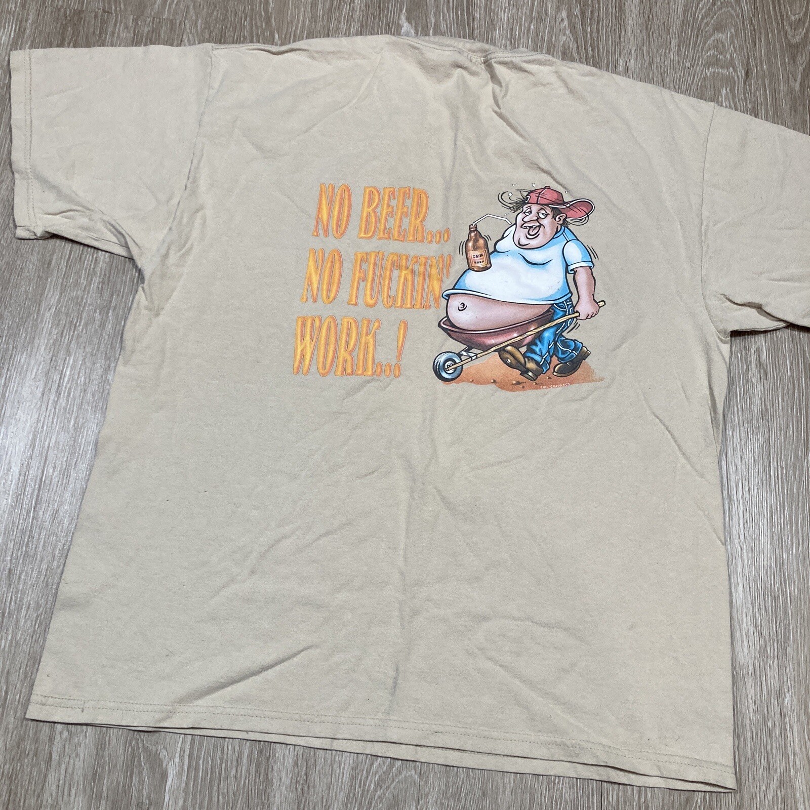 Beer Shirt XL Vintage 90s 00s No Alcohol No Work Funny Parody Humor Y2k Tee gallery