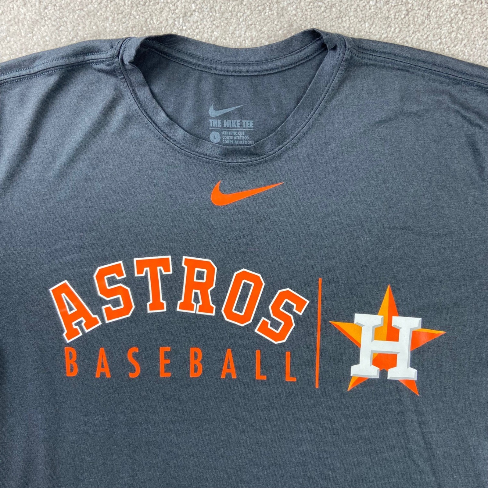 Nike Houston Astros Baseball Mens Large Charcoal Gray Dri-FIT Performance Shirt